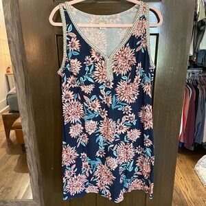 Lucky Brand Pink and Blue Sleeveless V-Neck Sundress